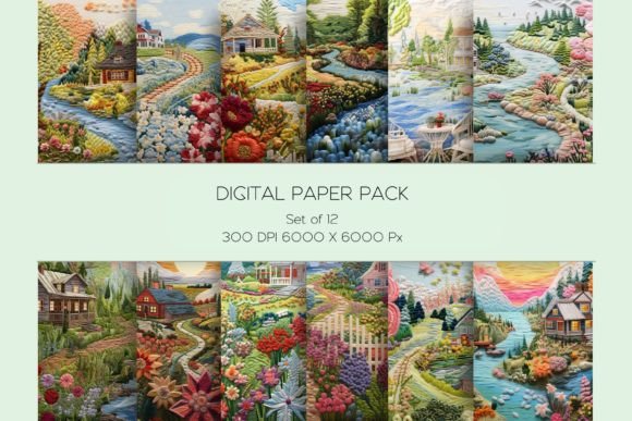 Americana Landscape Embroidery Paper Set
