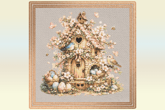 Cherry Blossom Birdhouse Cross Stitch Pa