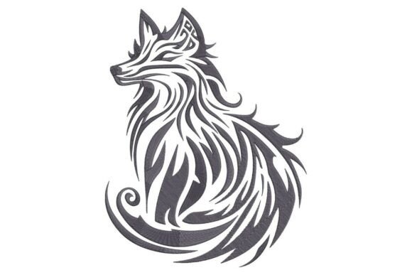 Elegant Fox with Swirling Tribal Tail