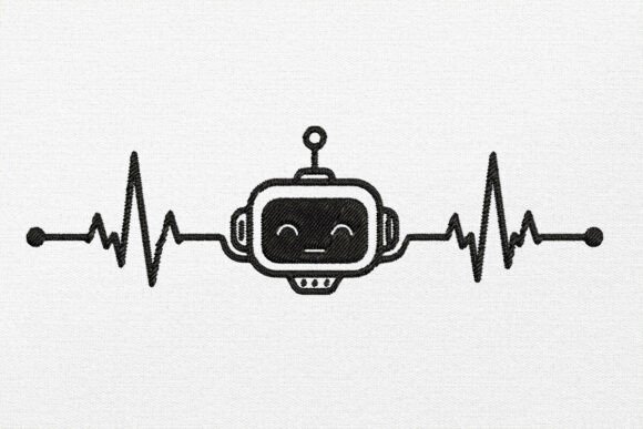 Gaming Heartbeat Design Embroidery