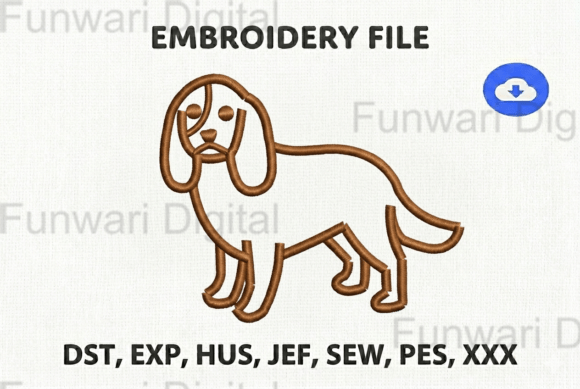 Minimalist Spaniel Dog Machine Embroider