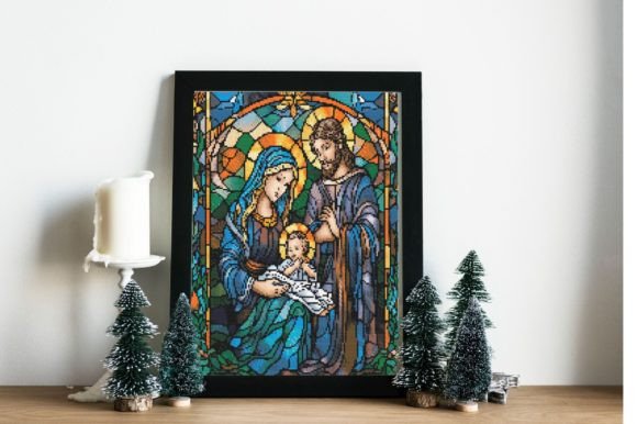 Stained Glass Holy Family Cross Stitch